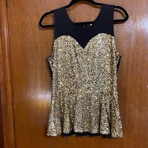 Gianni Bini Gold Sequin Peplum Tank